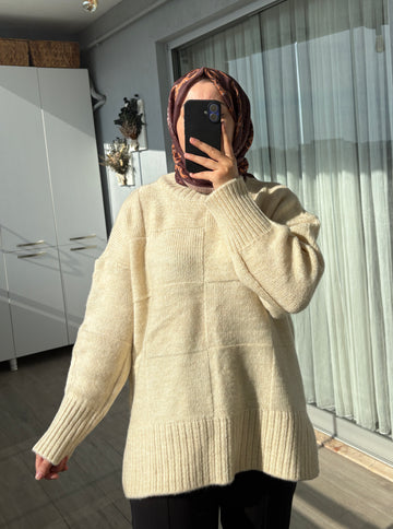 Baklava Desen Krem Kazak