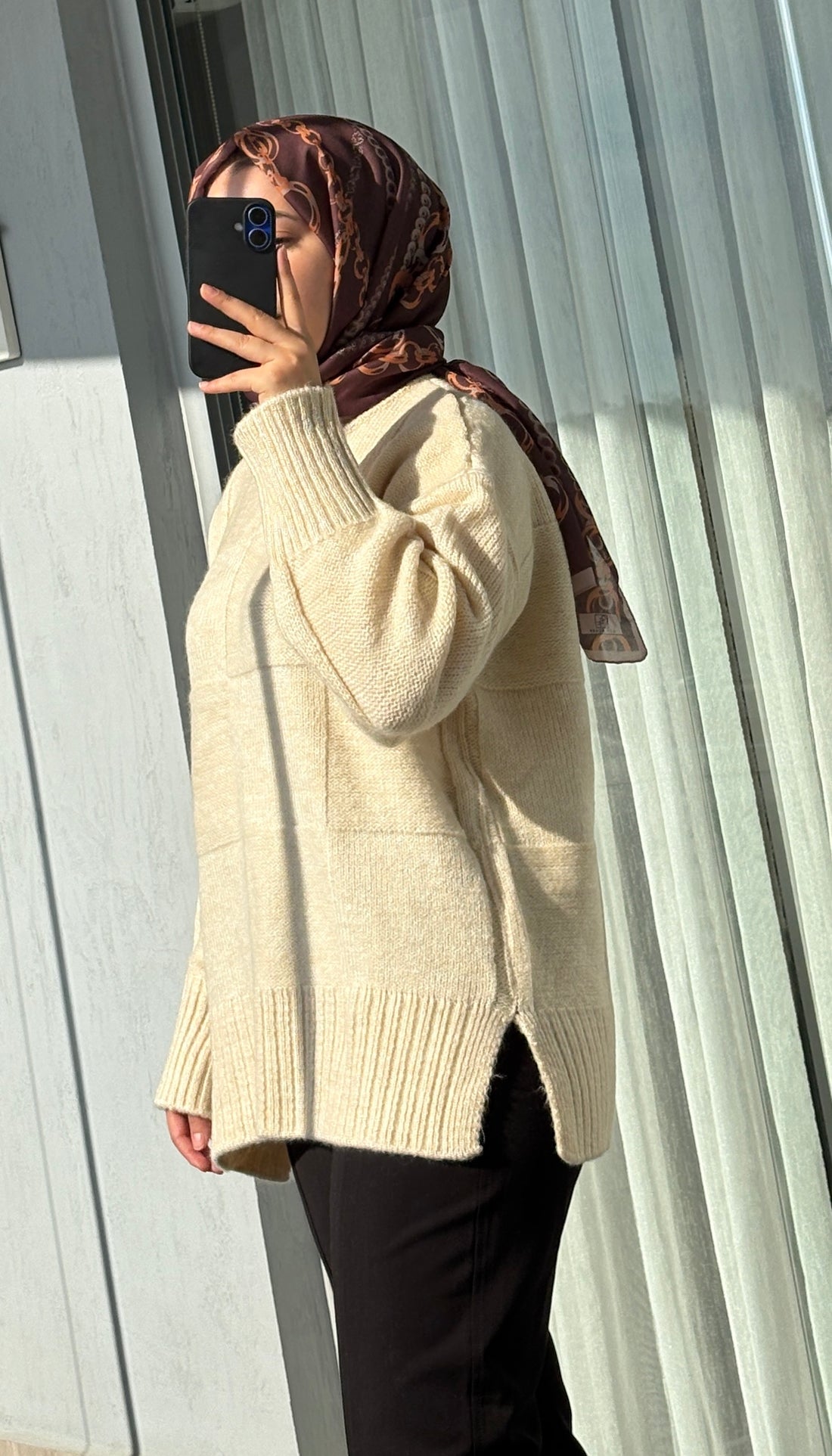 Baklava Desen Krem Kazak