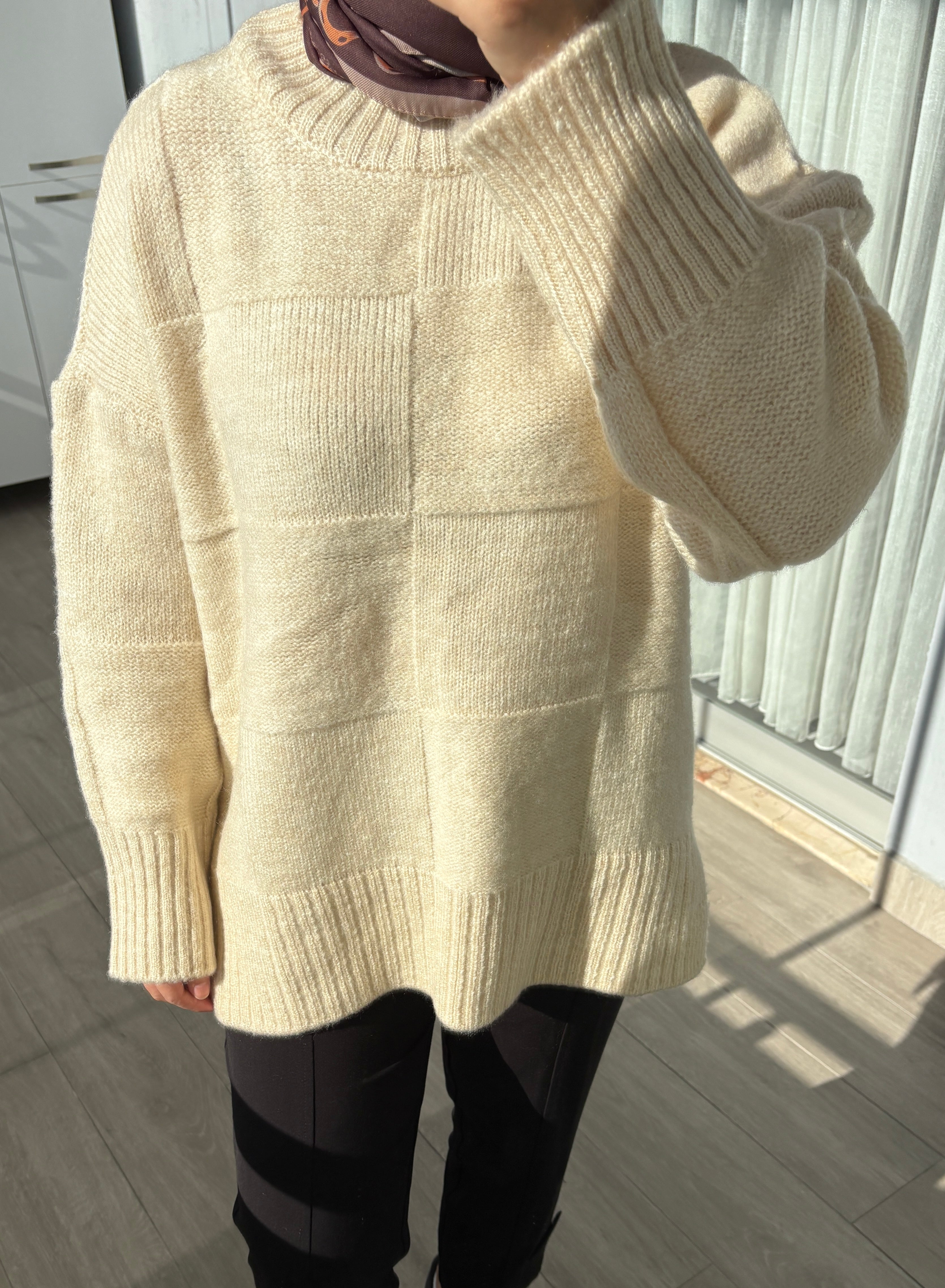 Baklava Desen Krem Kazak