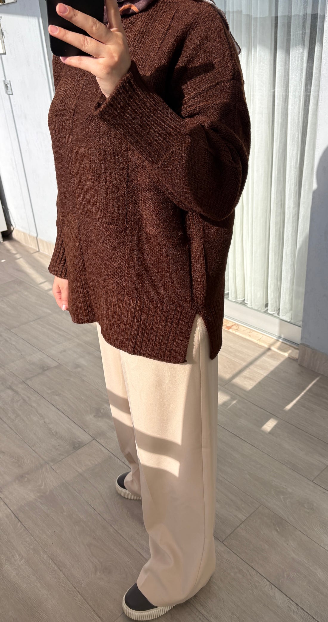 Baklava Desen Kahverengi Kazak